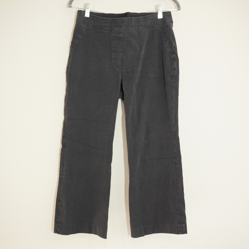Spanx Size Medium Black Cropped Wide Leg Pants Pull On Casual Comfortable